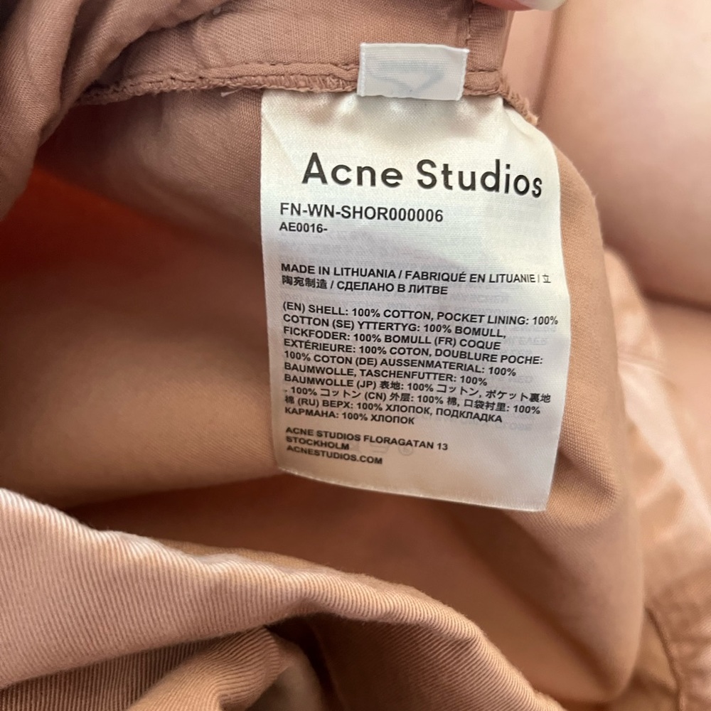 Brand new with tags Acne Studios shorts, blush pink. Size 40 = large. - Picture 6 of 14